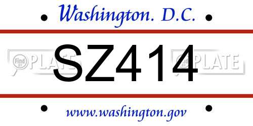 SZ414 District Of Columbia License Plate