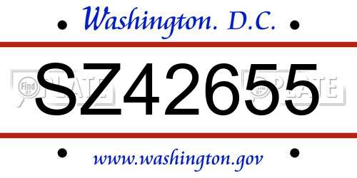 SZ42655 District Of Columbia License Plate