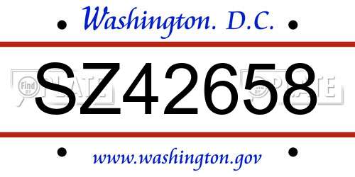 SZ42658 District Of Columbia License Plate