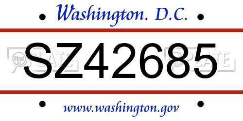 SZ42685 District Of Columbia License Plate