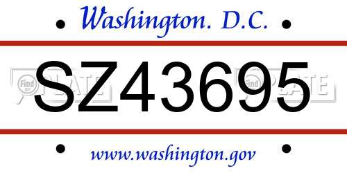 SZ43695 District Of Columbia License Plate