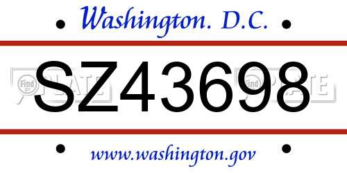 SZ43698 District Of Columbia License Plate