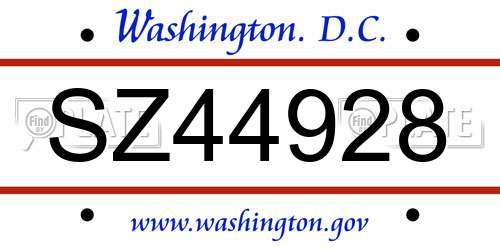 SZ44928 District Of Columbia License Plate