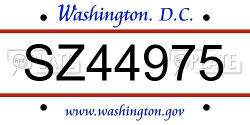 SZ44975 District Of Columbia License Plate