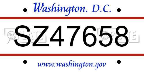 SZ47658 District Of Columbia License Plate