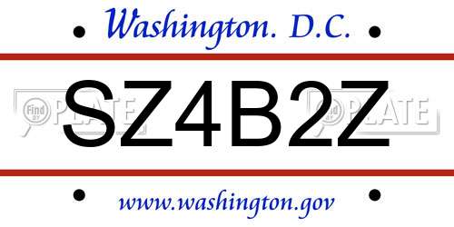 SZ4B2Z District Of Columbia License Plate