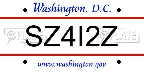 SZ4I2Z District Of Columbia License Plate