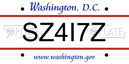 SZ4I7Z District Of Columbia License Plate