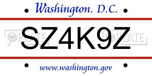 SZ4K9Z District Of Columbia License Plate
