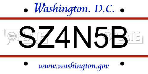 SZ4N5B District Of Columbia License Plate