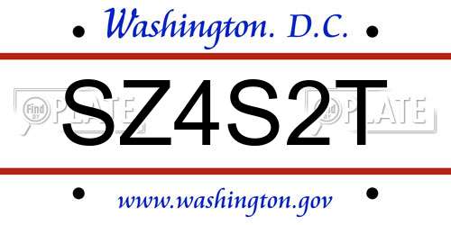 SZ4S2T District Of Columbia License Plate