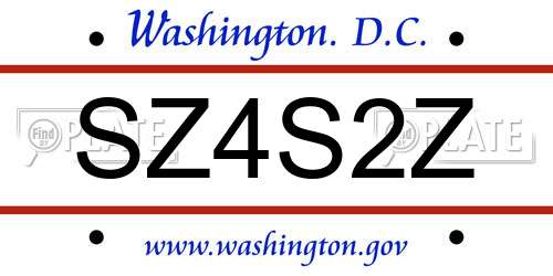 SZ4S2Z District Of Columbia License Plate