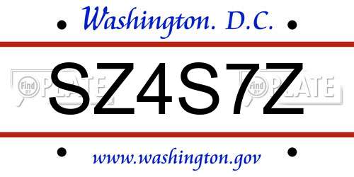 SZ4S7Z District Of Columbia License Plate