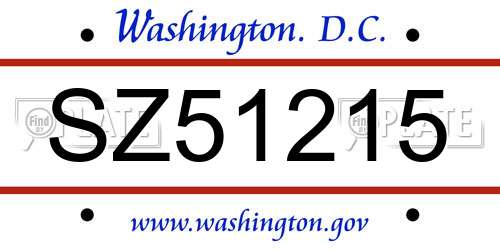 SZ51215 District Of Columbia License Plate