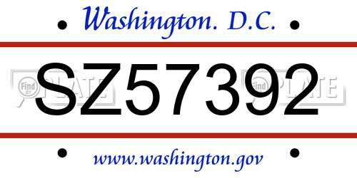 SZ57392 District Of Columbia License Plate