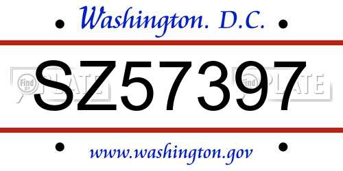 SZ57397 District Of Columbia License Plate