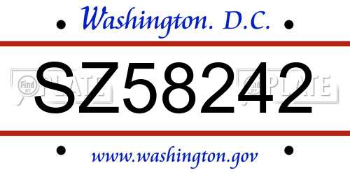 SZ58242 District Of Columbia License Plate