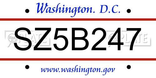 SZ5B247 District Of Columbia License Plate