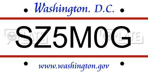 SZ5M0G District Of Columbia License Plate