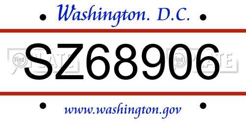 SZ68906 District Of Columbia License Plate