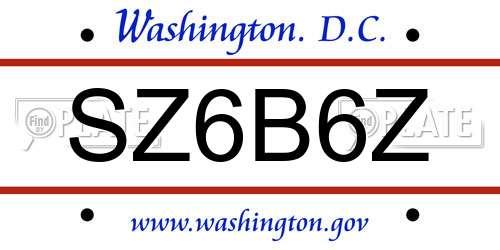 SZ6B6Z District Of Columbia License Plate