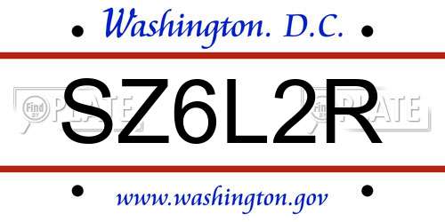 SZ6L2R District Of Columbia License Plate