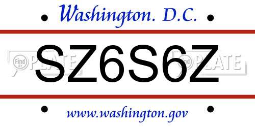SZ6S6Z District Of Columbia License Plate