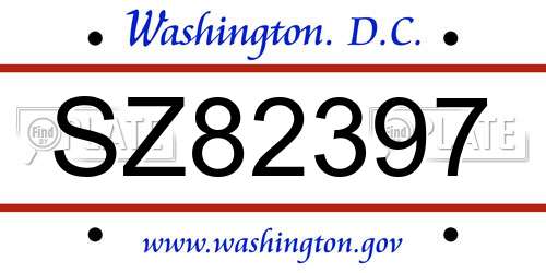 SZ82397 District Of Columbia License Plate