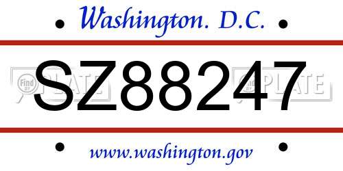 SZ88247 District Of Columbia License Plate
