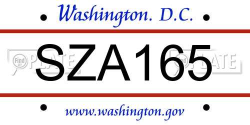 SZA165 District Of Columbia License Plate