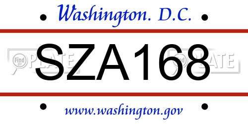 SZA168 District Of Columbia License Plate
