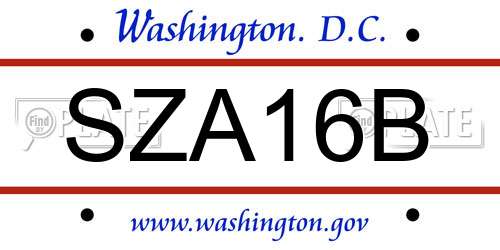 SZA16B District Of Columbia License Plate