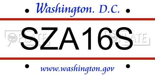 SZA16S District Of Columbia License Plate