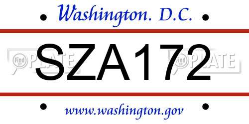 SZA172 District Of Columbia License Plate