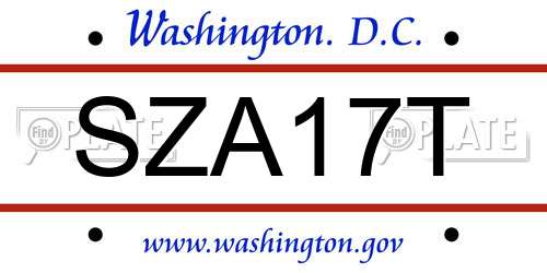 SZA17T District Of Columbia License Plate