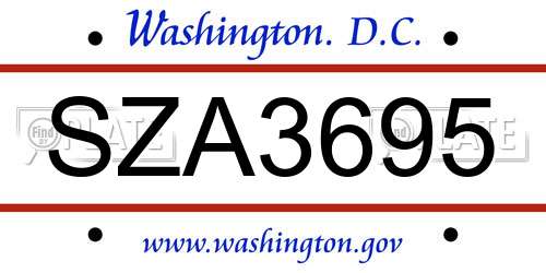 SZA3695 District Of Columbia License Plate
