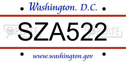 SZA522 District Of Columbia License Plate