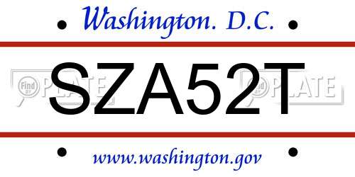 SZA52T District Of Columbia License Plate