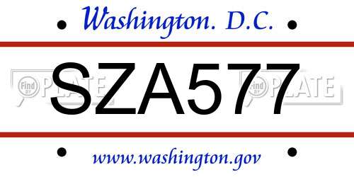 SZA577 District Of Columbia License Plate