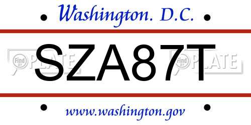 SZA87T District Of Columbia License Plate