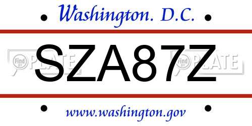 SZA87Z District Of Columbia License Plate