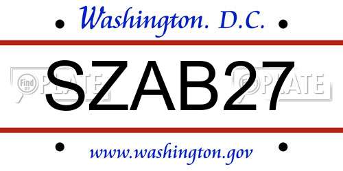SZAB27 District Of Columbia License Plate