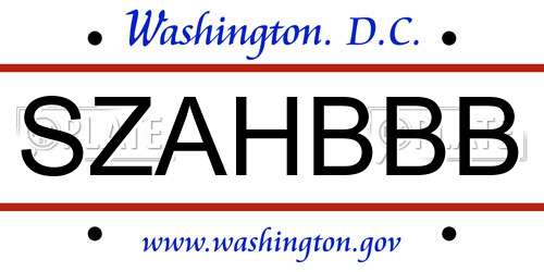 SZAHBBB District Of Columbia License Plate