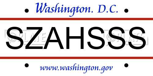 SZAHSSS District Of Columbia License Plate