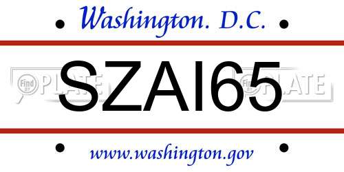 SZAI65 District Of Columbia License Plate