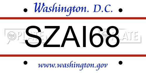 SZAI68 District Of Columbia License Plate