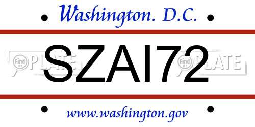 SZAI72 District Of Columbia License Plate