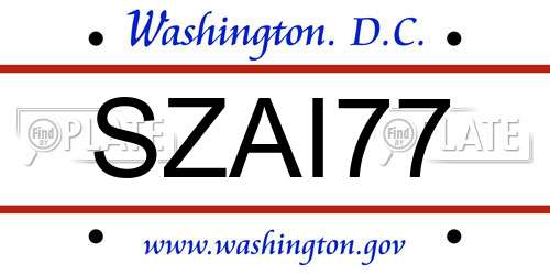 SZAI77 District Of Columbia License Plate