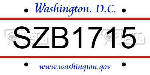 SZB1715 District Of Columbia License Plate