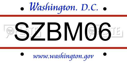 SZBM06 District Of Columbia License Plate